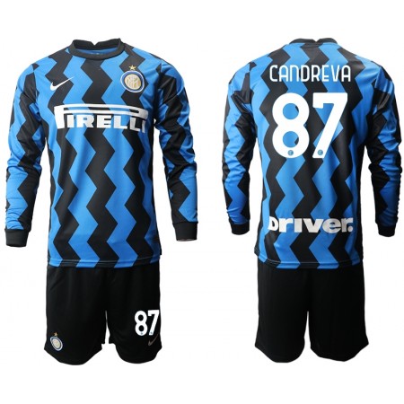 Billiga Fotbollströjor Inter Milan Antonio Candreva 87 Barn Hemma tröja 2020/21 Långärmad